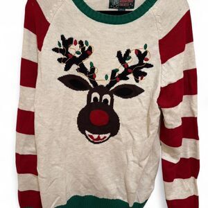 Ugly Christmas Sweater Women's Rudolph Reindeer Holiday Long Sleeve Sweater